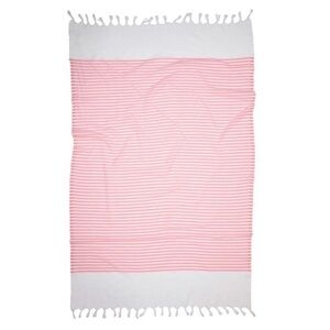 Striped 100% cotton Turkish pestemal in flamingo color